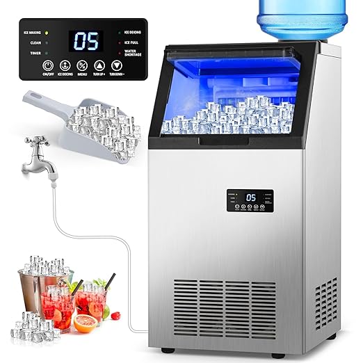 Commercial Ice Maker Machine 140Lbs/24H, 45 Ice Cubes in 4-15 Mins, 35Lbs Ice by TAZPI