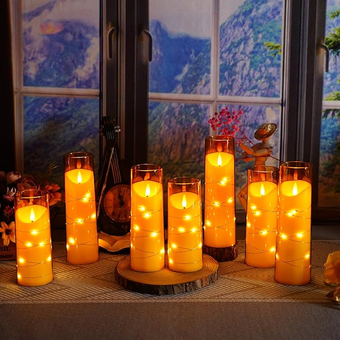 Flameless Candles with Embedded Star String, Battery Operated LED Pillar - Image 5