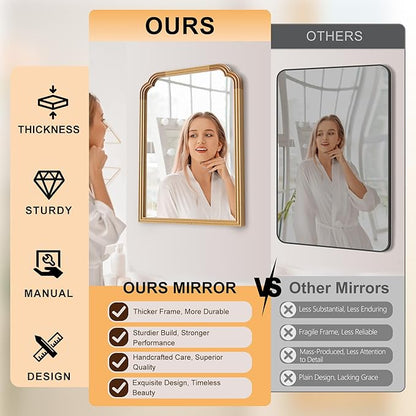 Wood Frame Wall Mirror Decor for Small Bathroom Vanity Entryway, Living Room or - Image 6