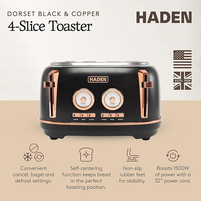 Haden Dorset 4 Slice Wide Slot Stainless Steel Toaster - Image 2