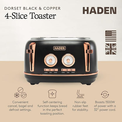 Haden Dorset 4 Slice Wide Slot Stainless Steel Toaster - Image 2