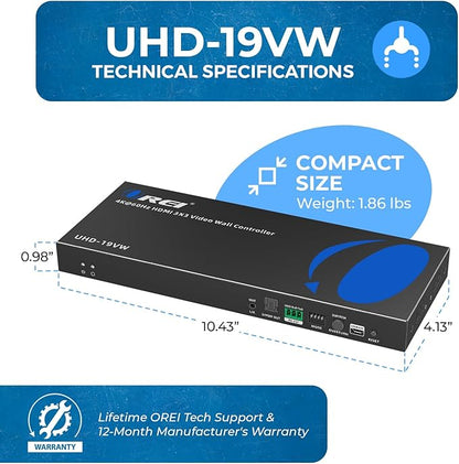 OREI 4K 3x3 Video Wall Controller – HDMI & USB-C Video Wall Processor, 1080p - Image 3