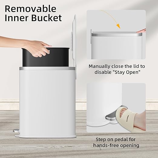 KUK Slim Bathroom Trash Can - Image 5