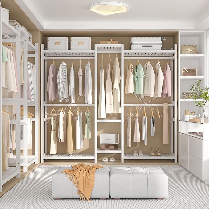 Homykic Bamboo Closet System Clothes Rack, Large Freestanding Garment Rack - Image 3