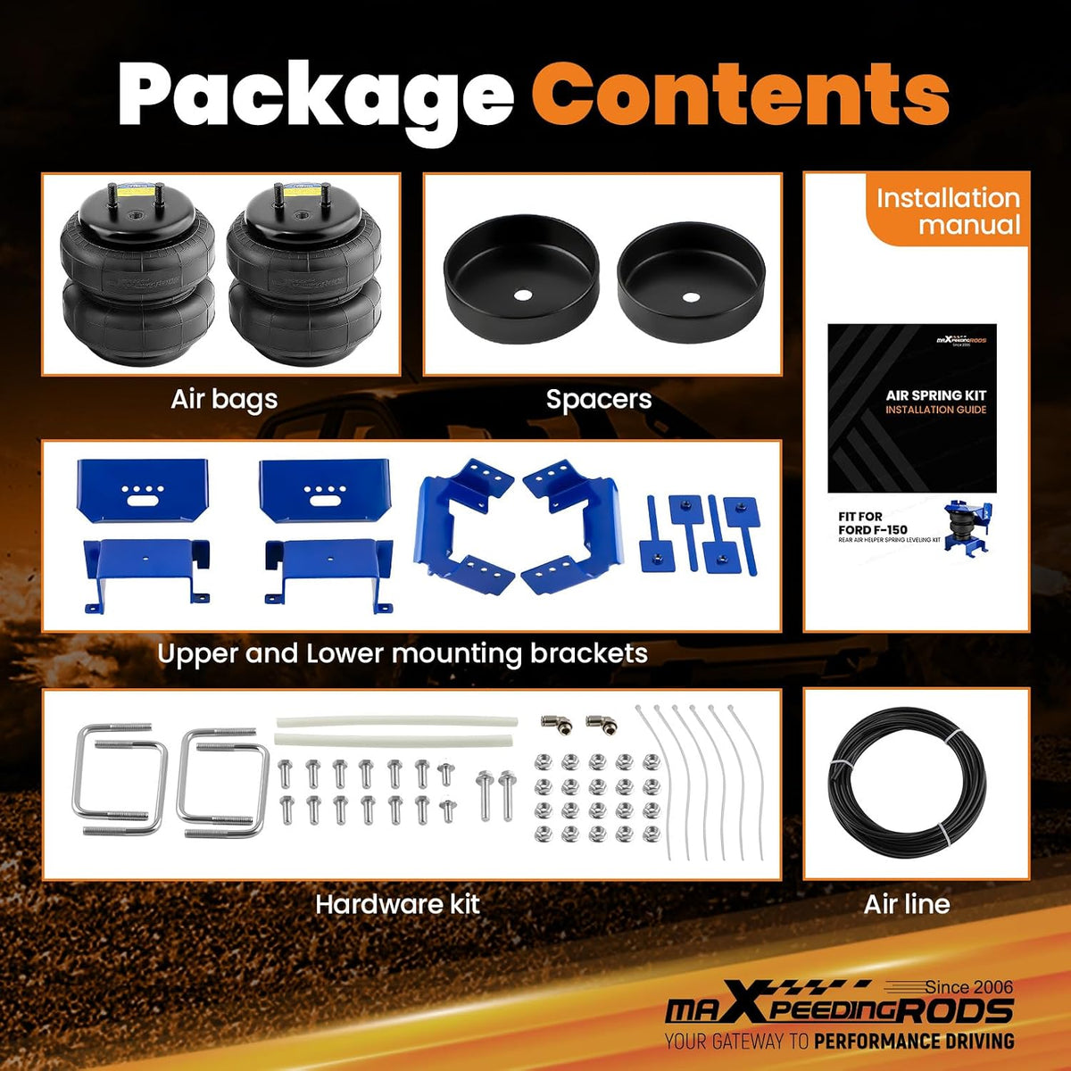 maXpeedingrods 5000 lbs Air Suspension Bags Kit for Ford F-150 2WD & 4WD ...