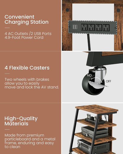 choezon 4-tier av media stand with wheels, stereo, package contents