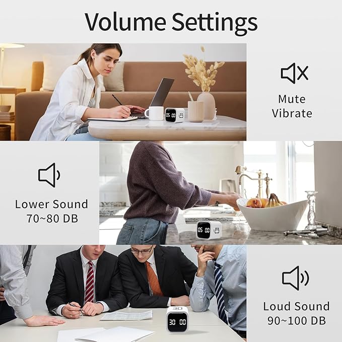 Productivity Timer Flip Gravity Sensor Cube Timer Countdown & Countup, Mute & - Image 5