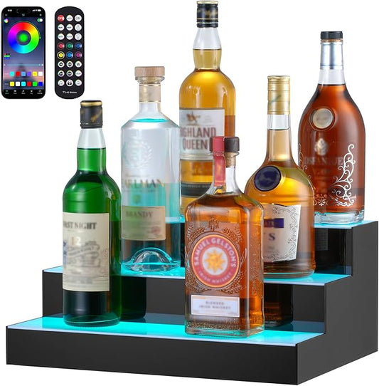 VEVOR LED Lighted Liquor Bottle Display, 3 Tiers 16 Inch Commercial Illuminated by VEVOR