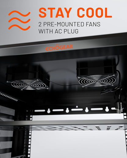 echogear 12u network rack w/enclosed design, easy install, side view