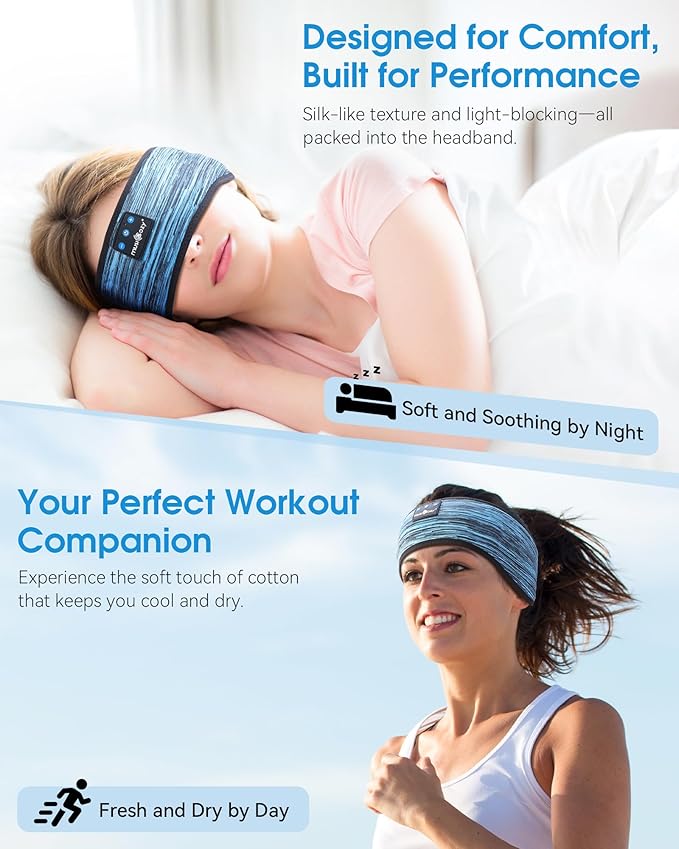 MUSICOZY Sleep Headphones Bluetooth 5.4 Headband, Wireless Music Sleeping Mask - Image 2