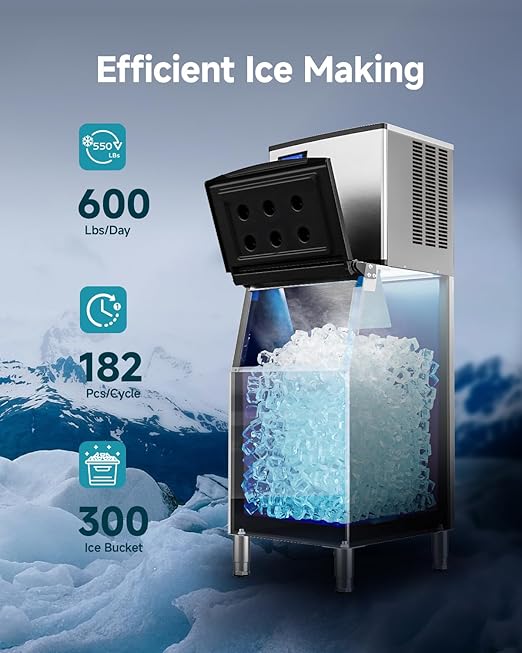 EUHOMY Commercial Ice Maker Machine, 600lbs/24H, Industrial Ice Machine - Image 2