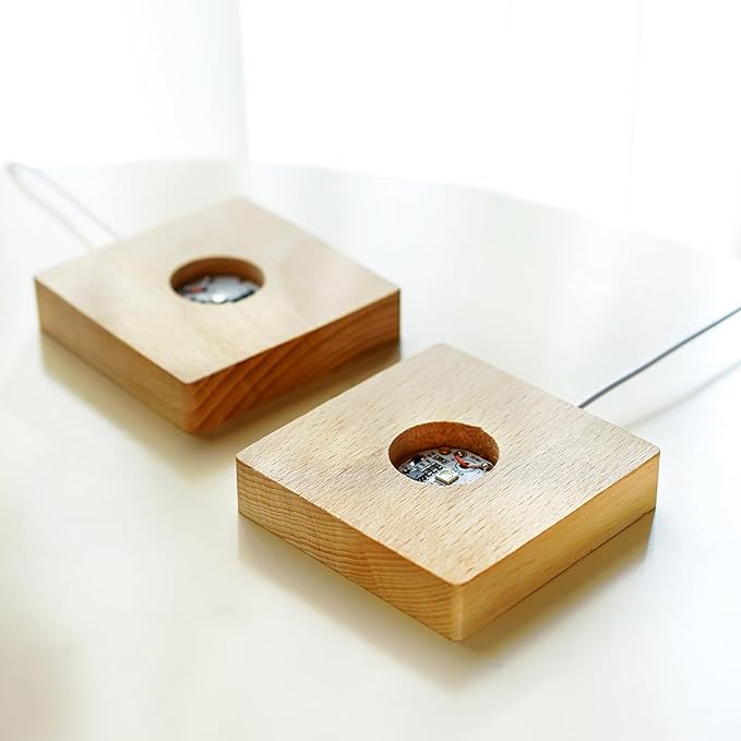 ZEERSHEE Pack 2 LED Light Base for Crystal Colorful Lights Square Wood Display - Image 8