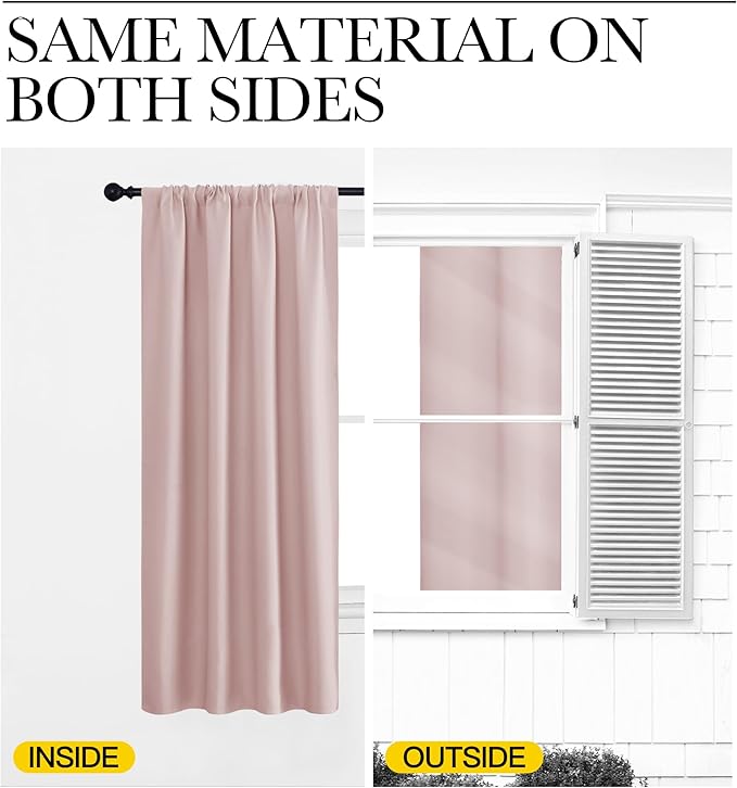 NICETOWN Blackout Curtains for Living Room, Blush Pink, 2 Panels, 42 by 63 - Image 6