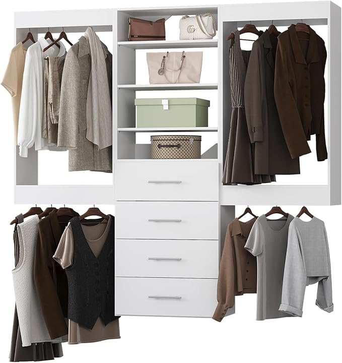 Modular Closet System, Wood Tower Closet Storage by Unknown