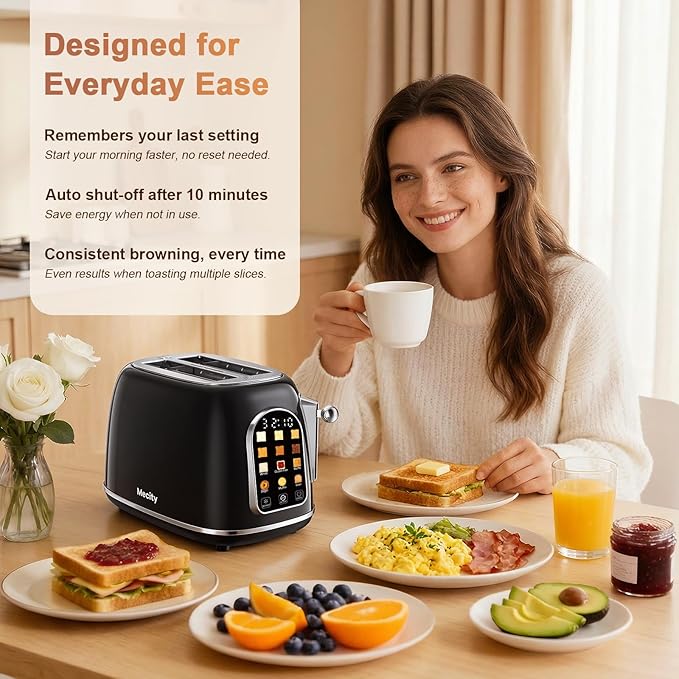Mecity Toaster 2 Slice, Touch Screen Wide Slot Retro Toaster - Image 5
