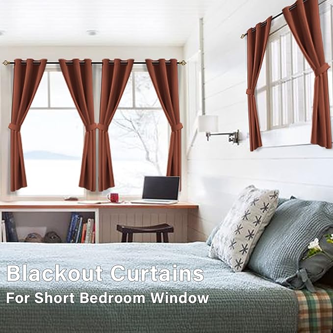 Rusty Orange Boho Curtains for Bedroom 2 Panels Set Light Blocking Winter - Image 3