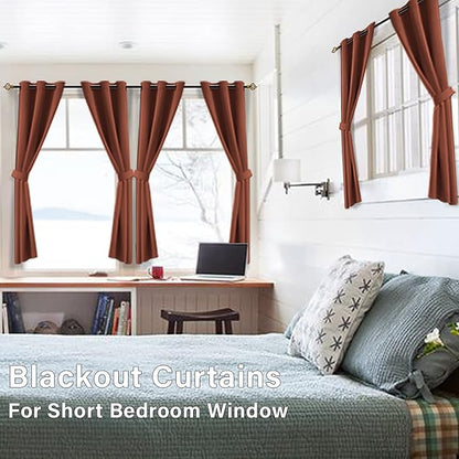 Rusty Orange Boho Curtains for Bedroom 2 Panels Set Light Blocking Winter - Image 3