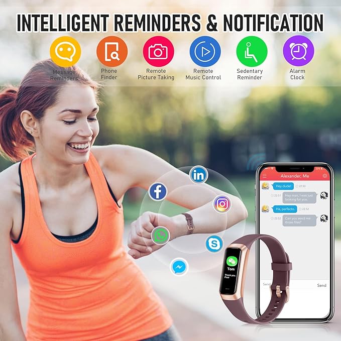 Fitness Tracker with 24/7 Heart Rate Blood Oxygen Sleep Monitor, 1.1" AMOLED - Image 6