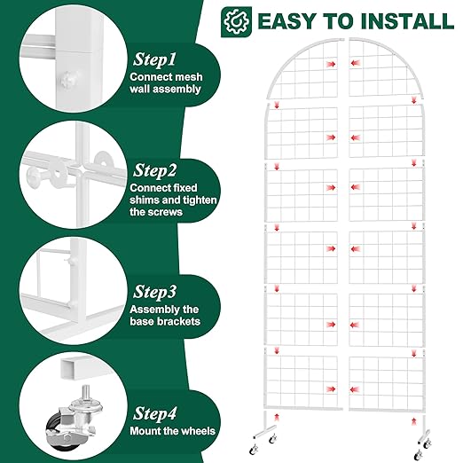 Asee'm Grid Wall Panels Display Stand 2.6' x 5.8' FT White Movable Wire Grid - Image 3