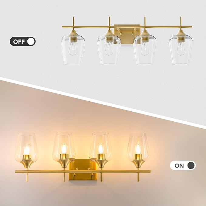 VONLUCE Bathroom Vanity Light, 4 Light Bathroom Light Fixture Over Mirror - Image 2