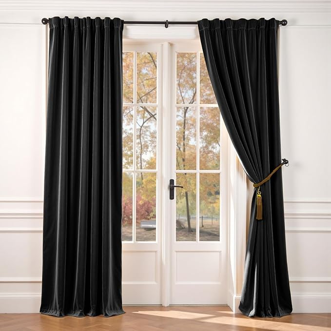 Lazzzy Velvet Blackout Curtains Thermal Insulated Room Window Drapes Super Soft by Lazzzy