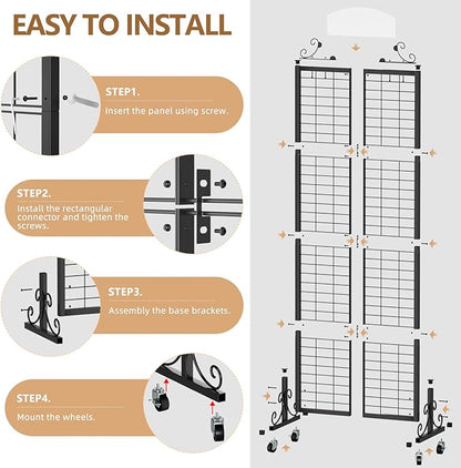 Urban Deco Grid Wall Panel Display Stand, 2.2' x 6.2' FT Gridwall Panel - Image 4