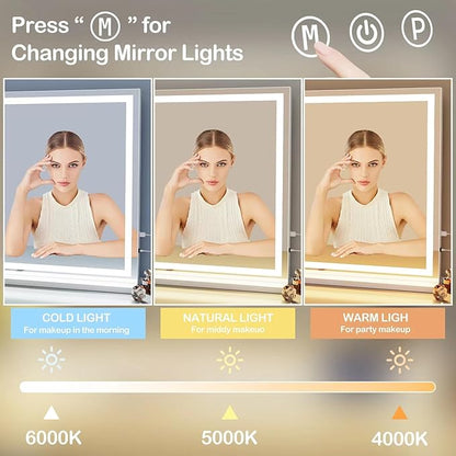 Makeup Vanity Mirror with Lights 32" x 24" Large LED Makeup Mirror, Light up - Image 3