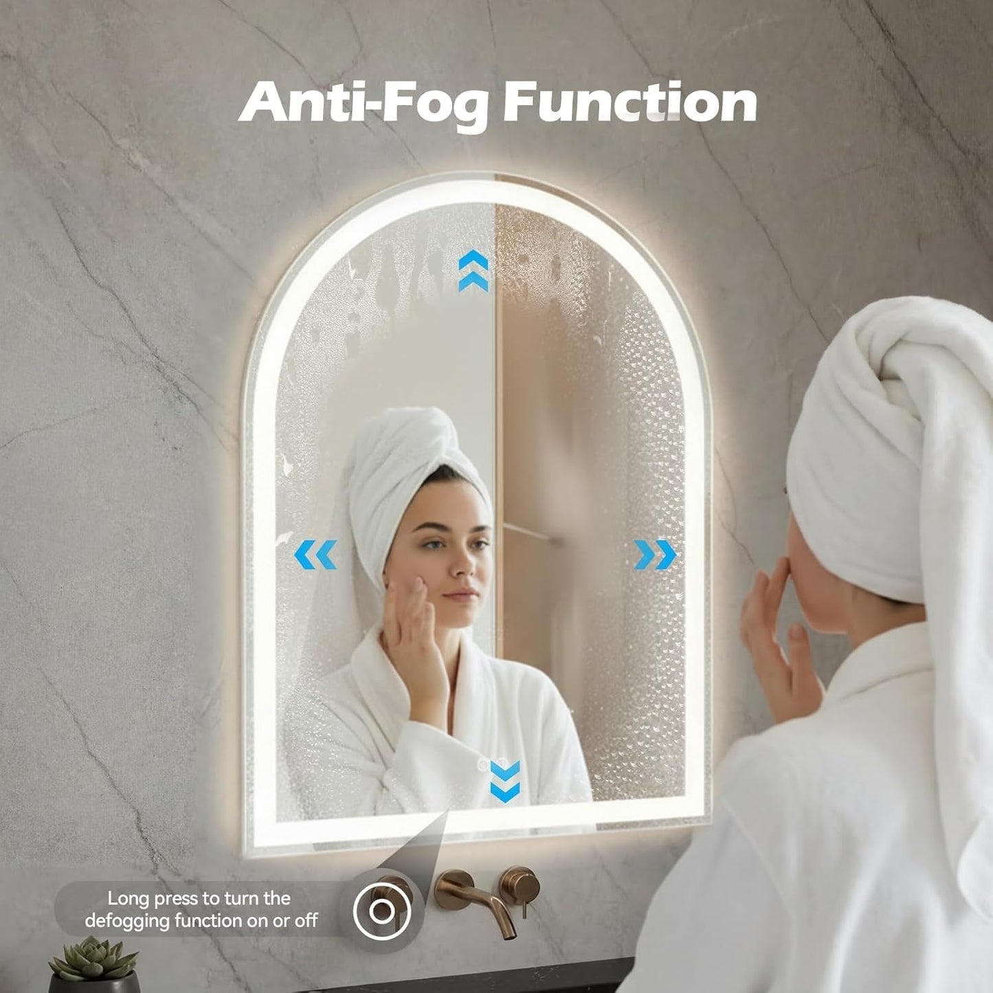 Simple Deluxe 24x32 inch Arched Mirror for Bathroom Vanity Mirror or Wall Decor, Arch Mirror Brushed Metal Frame, Wall Mounted Mirror for Bathroom LivingRoom Bedroom Entryway(24''×32'')