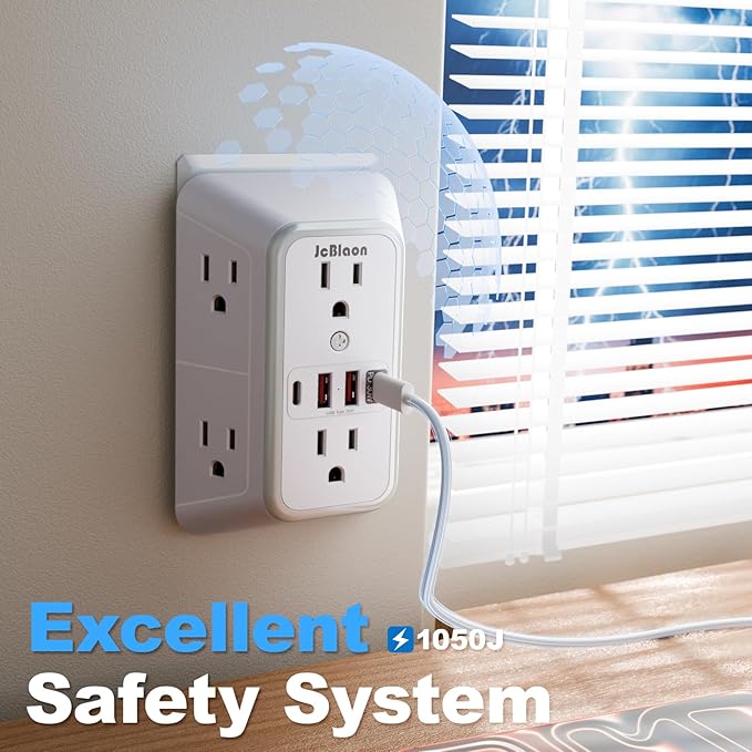 JcBlaon Surge Protector Outlet Extender 6 Outlet Extender - Image 3