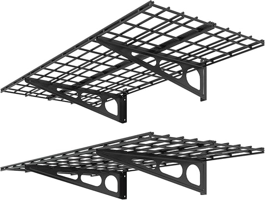 FLEXIMOUNTS 2 Pack 2x4ft Garage Shelving, Wall Shelf Garage Storage Rack by FLEXIMOUNTS