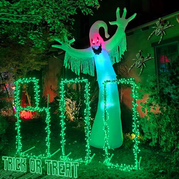 YEGUO 165ft 500 LED Halloween Lights Outdoor Waterproof, 8 Modes Green String...