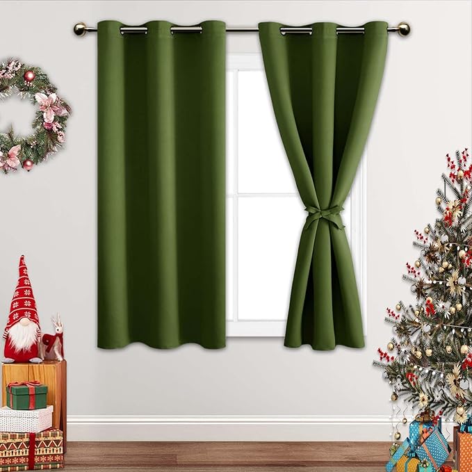 JIUZHEN Olive Green Blackout Curtains by JIUZHEN