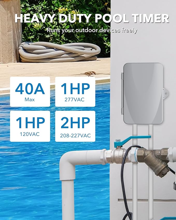BN-LINK Pool Pump Timer, Outdoor Mechanical Timer Box, Heavy Duty 24 Hour - Image 4