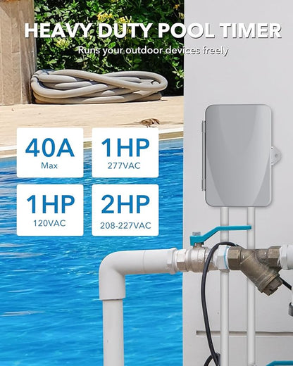 BN-LINK Pool Pump Timer, Outdoor Timer Box, Heavy Duty, 2HP 40A Max, 277 VAC - Image 5