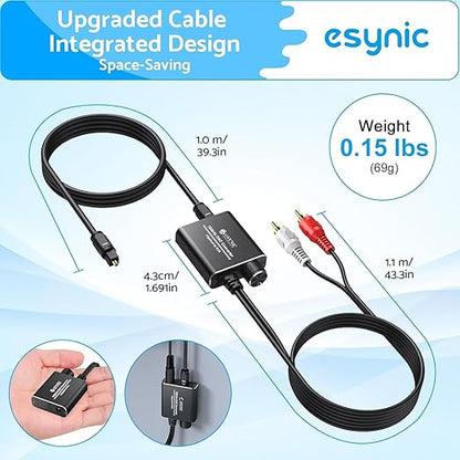 eSynic Portable Optical to RCA Adapter-Volume Control-Built in Voice Amplifier - Image 2