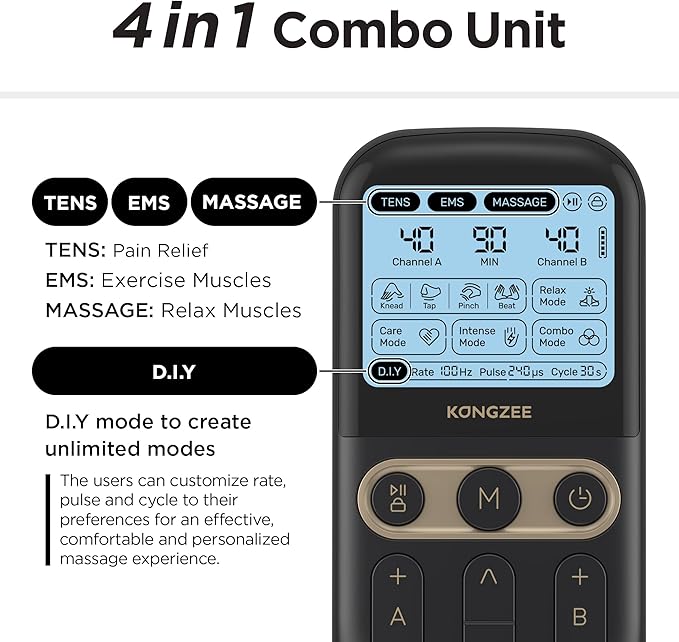 4 in 1 - D.I.Y & Tens Unit & EMS & Massage Muscle Stimulator, Dual Channel TENS - Image 3