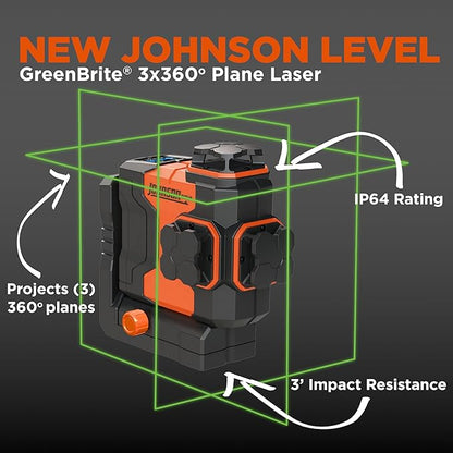 Johnson Level & Tool JLN300-GN3360 Laser Level, Self Leveling, 3x360° Plane - Image 2