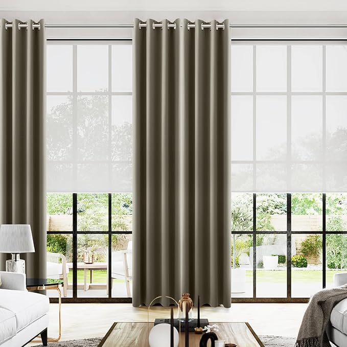 KOUFALL Taupe 52x96 Inches Long Blackout Curtains by KOUFALL