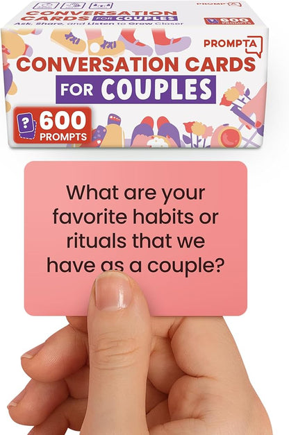 Prompta 600 Conversation Cards for Couples – Light, and Deep Get-to-Know-You by Rayliad
