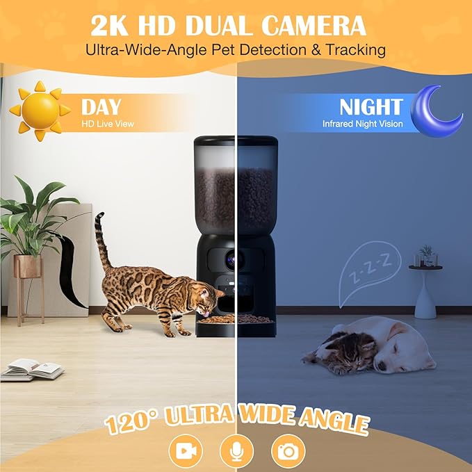 Automatic Cat Feeder with 2K Dual HD Cameras, 2.4/5G WiFi 6L Feeder, Pet Feeder - Image 6