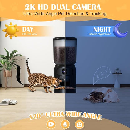 Automatic Cat Feeder with 2K Dual HD Cameras, 2.4/5G WiFi 6L Feeder, Pet Feeder - Image 6