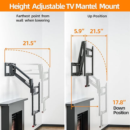 Pull Down TV Mount for Fireplace, Height Adjustable for Most 43-80 Inch TVs - Image 3