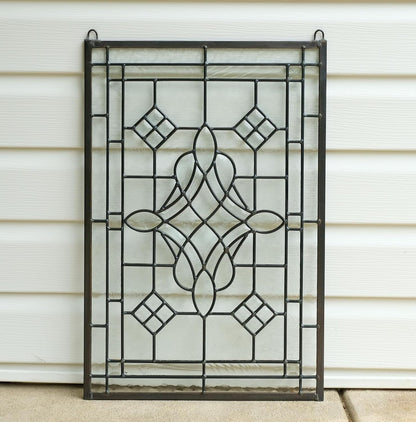 All clear beveled glass hanging window Panel 16"x24"