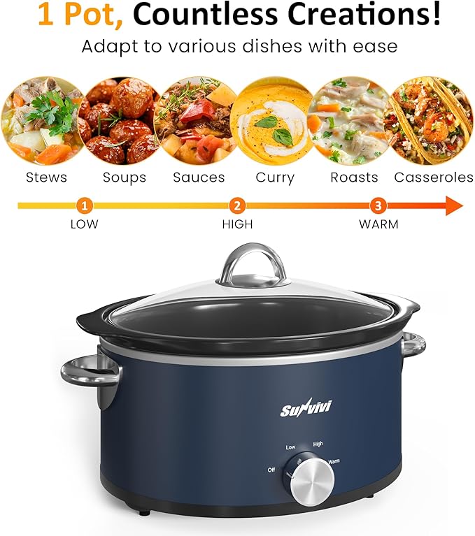 Sunvivi 3 Quart Slow Cooker & Mini Food Warmer - Image 5
