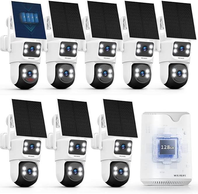 【Auto Tracking & 2-Way Audio】 Solar Powered PTZ Camera System, Wireless Outdoor by WEILAILIFE