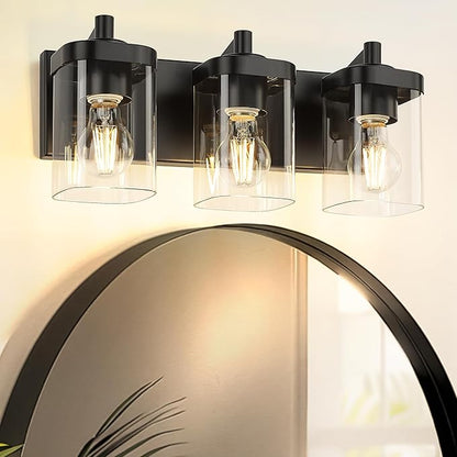 METWET Bathroom Light Fixtures Over Mirror, 3-Light Matte Black Vanity Light - Image 8
