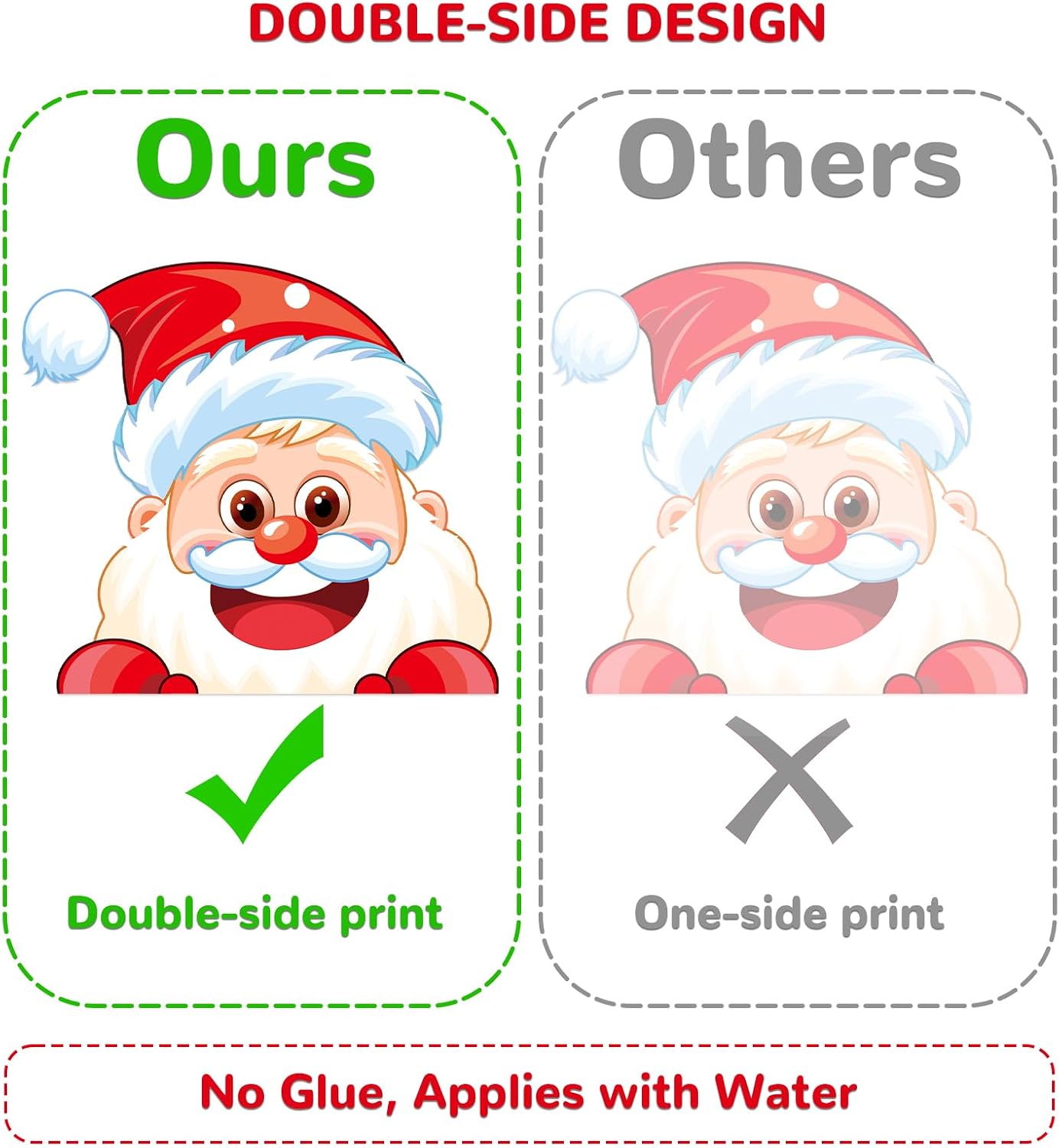 AOWDIAO Christmas Window Clings - 145 Pcs Xmas Glass Stickers, Santa, Snowflakes, Reindeer, Snowman - Winter Holiday Window Decorations for Festive Spirit