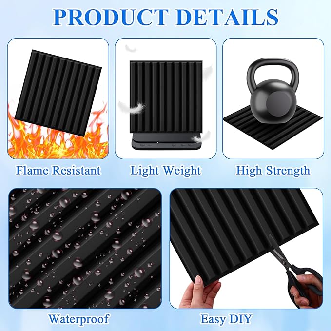 Nuanchu 120 Pcs 3D Slat Wall Panels 12 x 12 Inch PVC Fluted Textured Panel - Image 3
