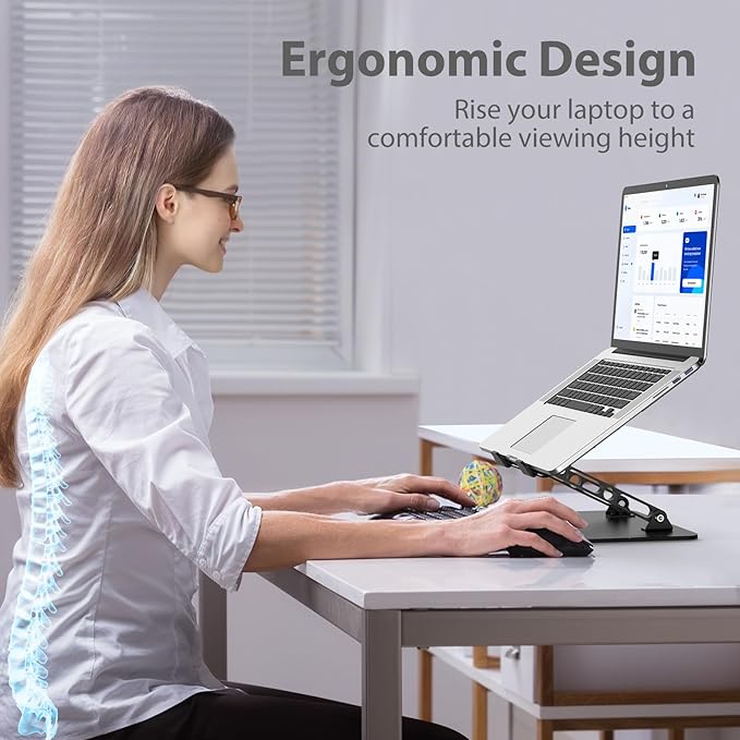 Adjustable Laptop Stand for Desk, Metal Foldable Laptop Riser Holder, Portable - Image 2