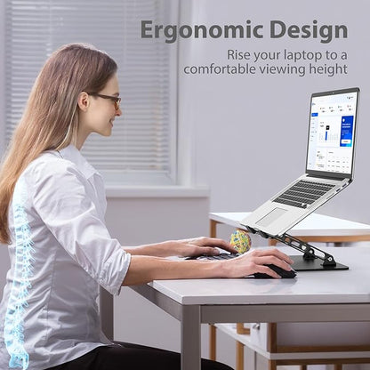 Adjustable Laptop Stand for Desk, Metal Foldable Laptop Riser Holder, Portable - Image 2